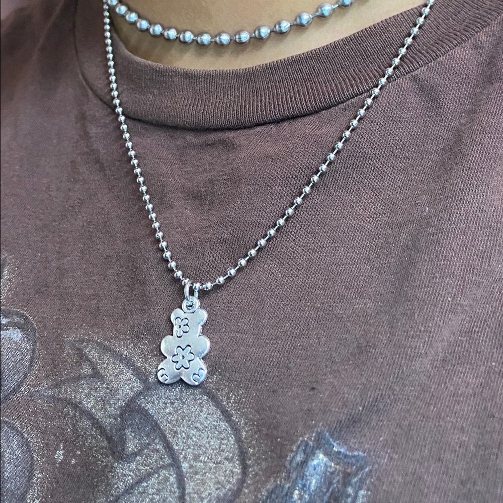 flower bear indie necklace